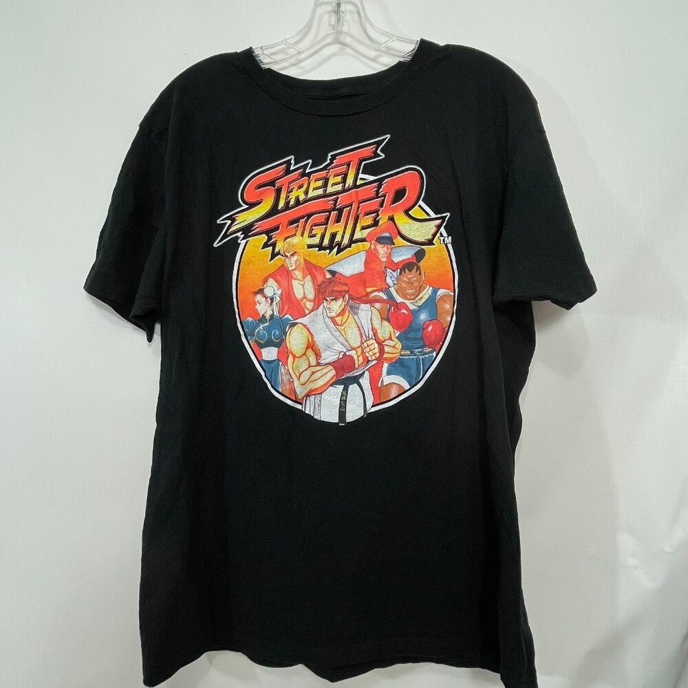 Street Fighter T Shirt Mens Large Black Graphic Tee Video Game Martial Arts